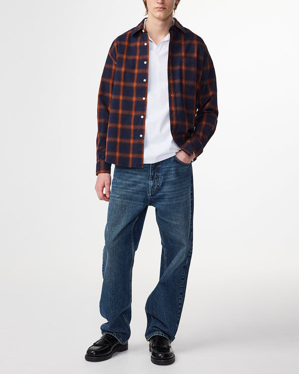 NN07 Deon Check Shirt - Marine Navy