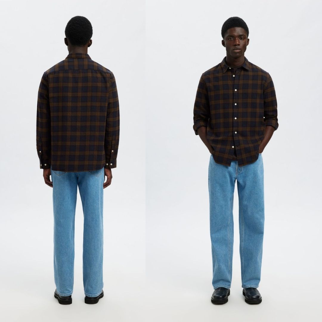Selected Homme Regular Fit Check Shirt - Brown