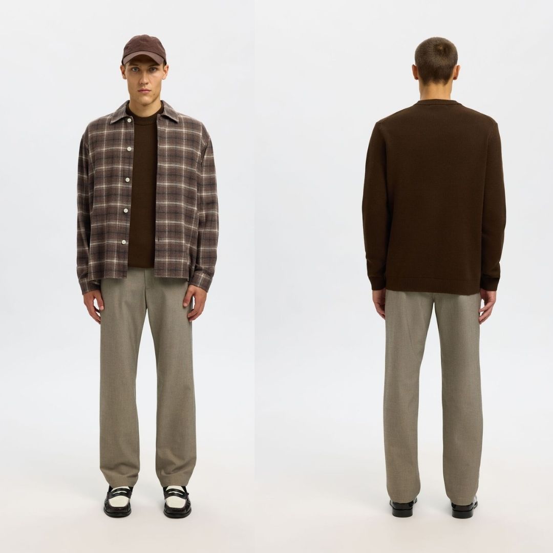 Selected Homme Crew Neck Jumper - Brown