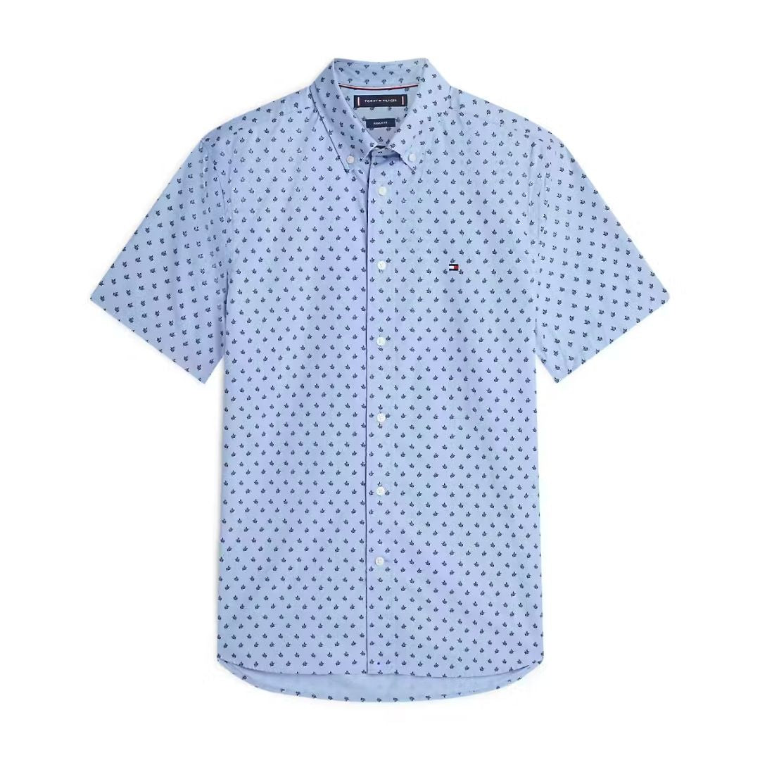 Tommy Hilfiger Flex Poplin Print S/S - Blue