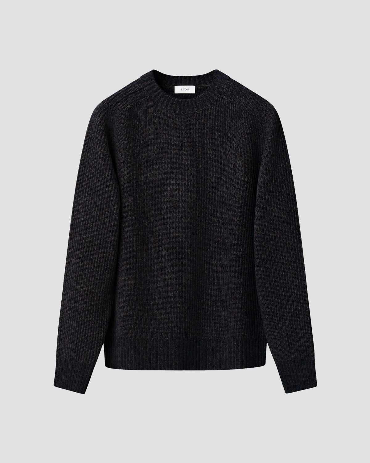 Eton Navy blue Wool Cashmere Mouliné Crew Neck - Navy