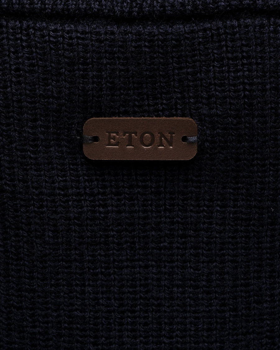 Eton Merino Wool Full-Zip Cardigan – Navy