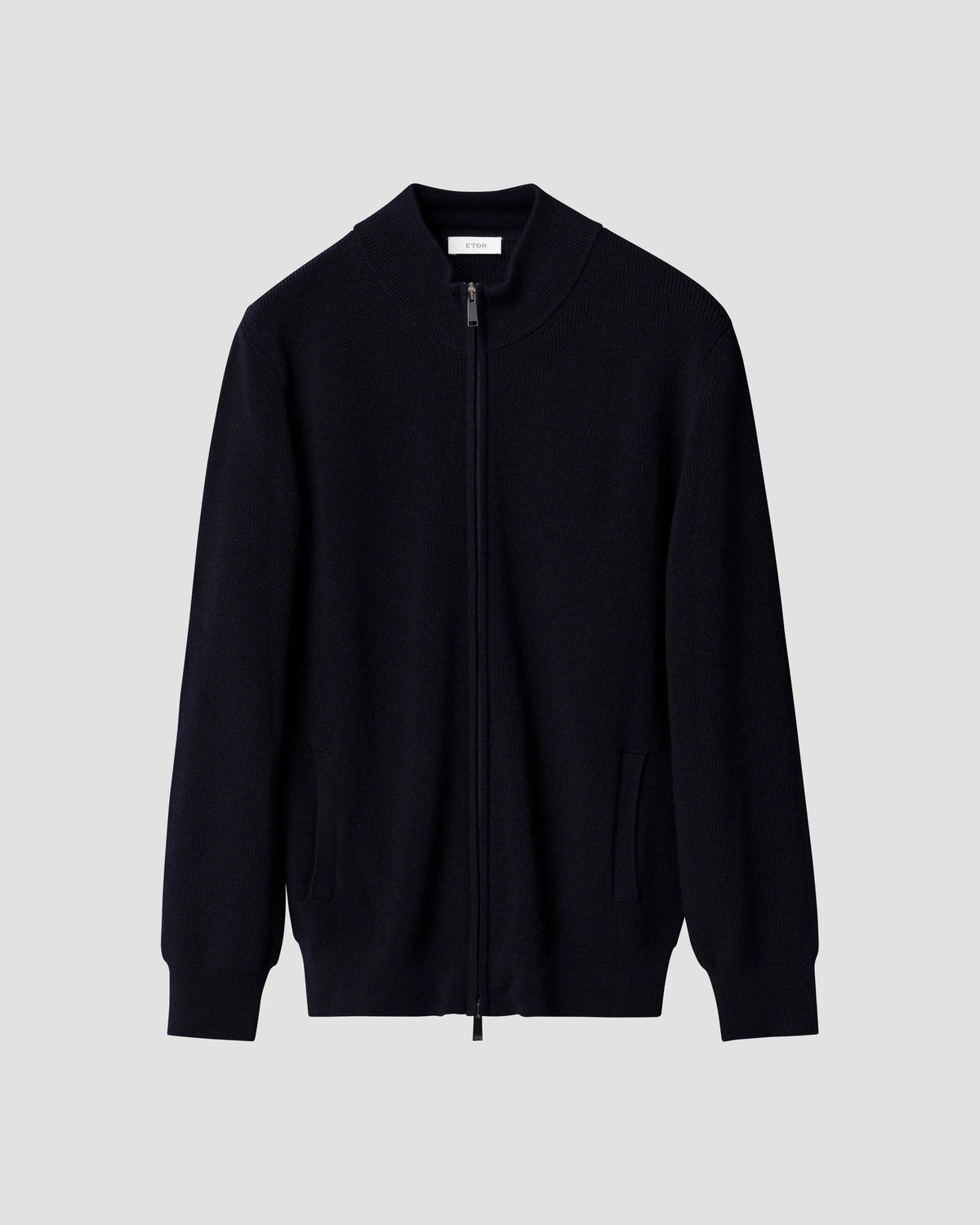 Eton Navy blue Merino Full Zip Knit Cardigan - Navy