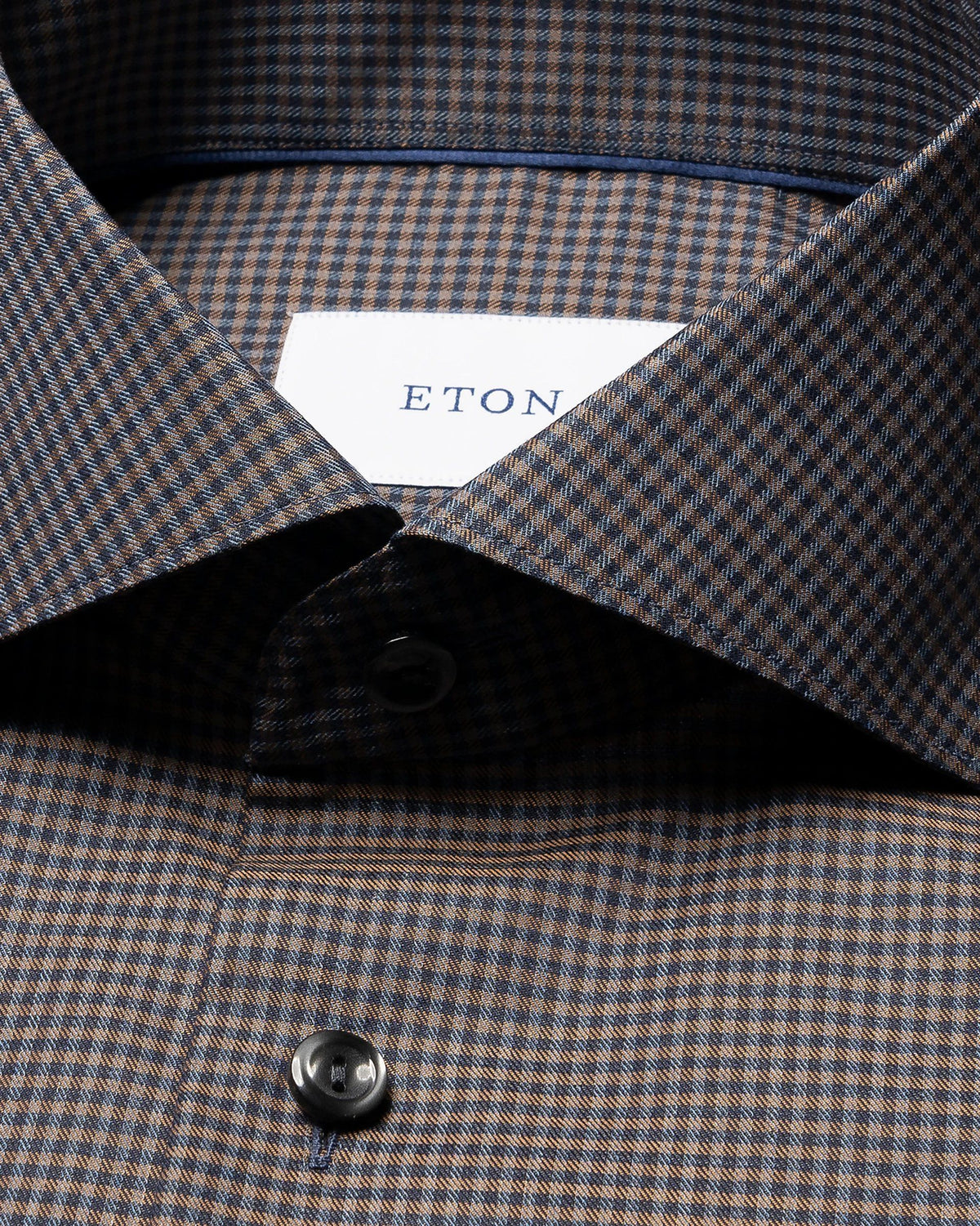 Eton Dark Brown Micro Check Signature Flannel Shirt - Brown