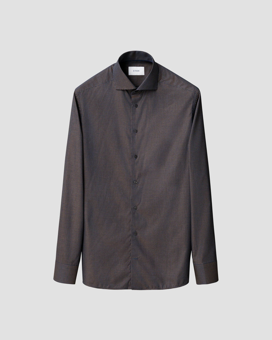 Eton Micro Check Signature Flannel Shirt – Dark Brown