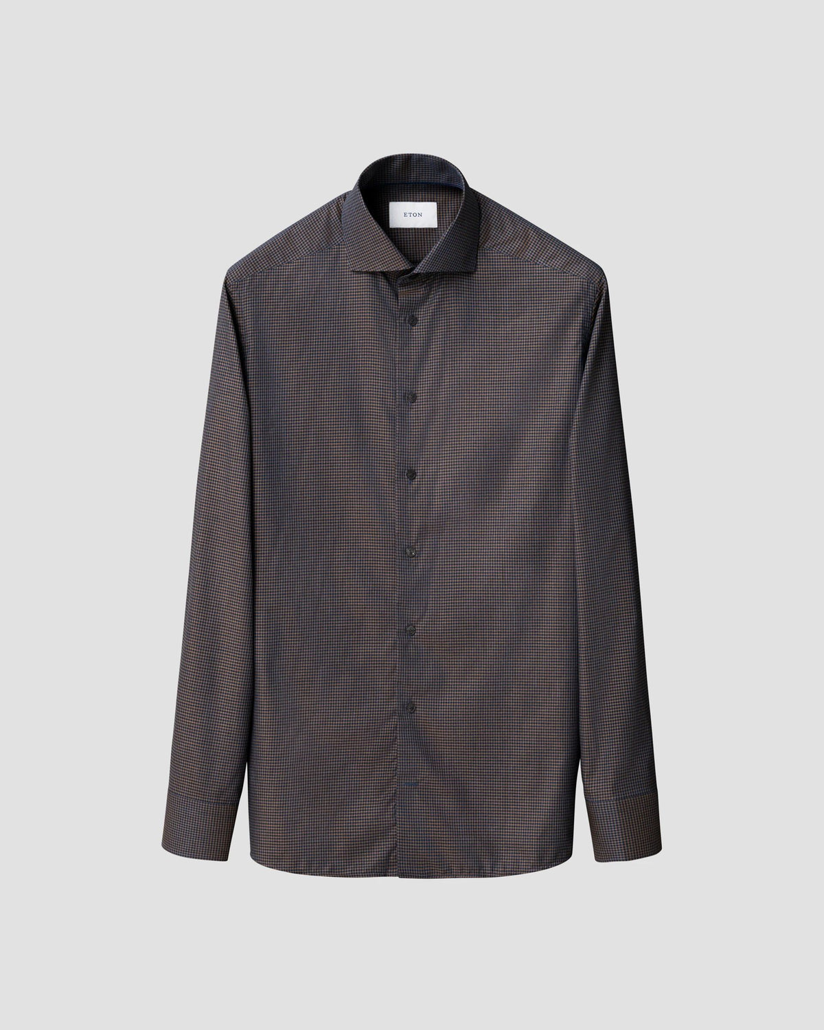 Eton Dark Brown Micro Check Signature Flannel Shirt - Brown