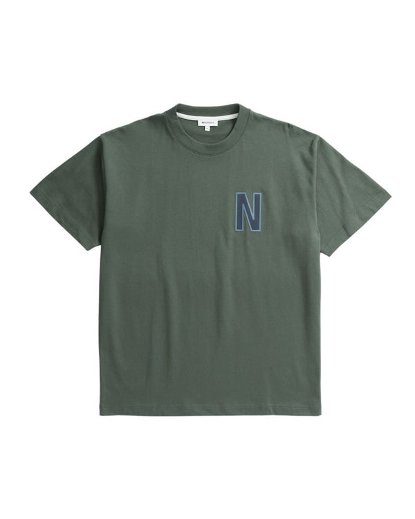 Norse Projects Simon Loose Organic Heavy Jersey Large N T-Shirt - Spruce Green