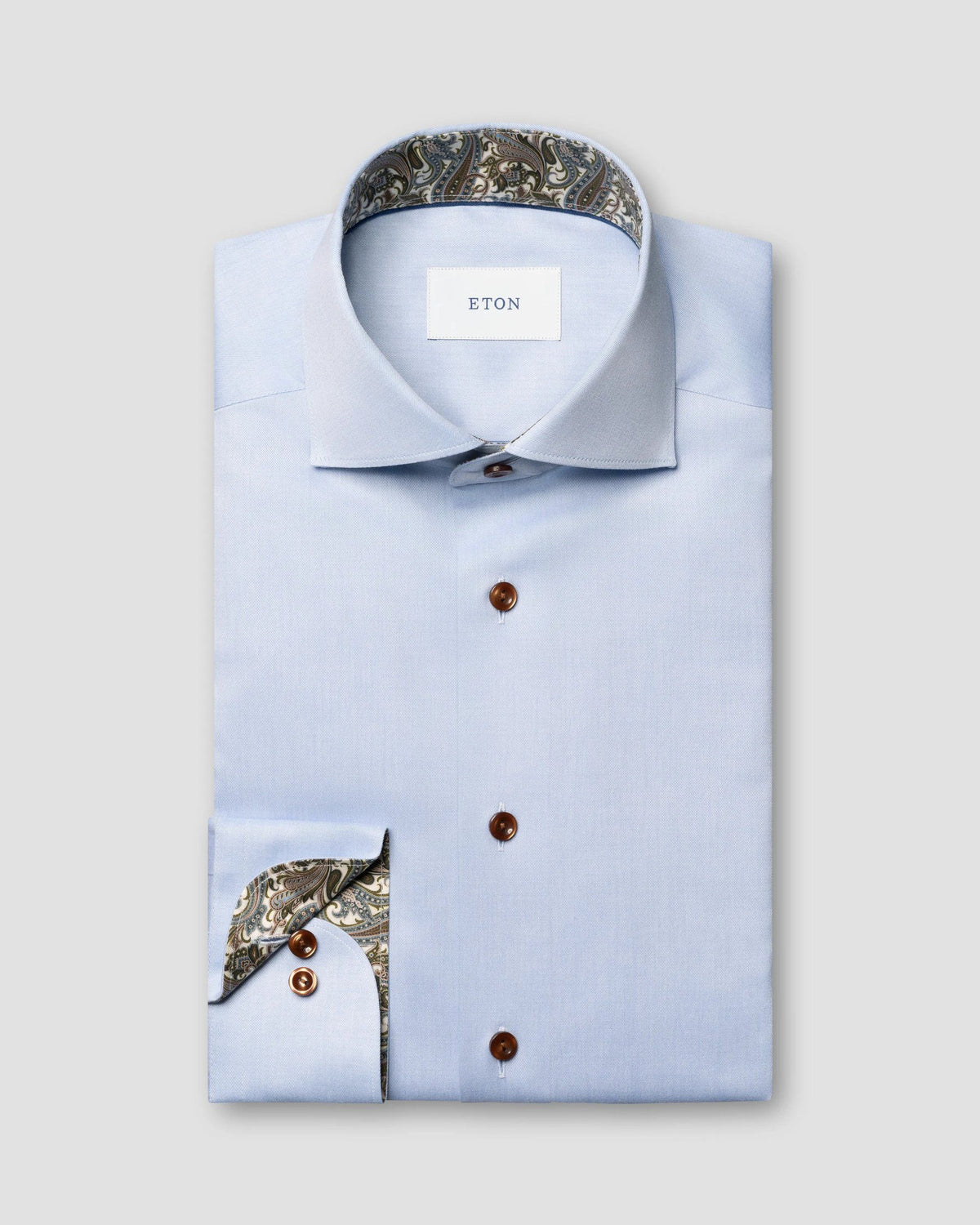Eton Light blue Paisley Effect Signature Twill Shirt - Blue