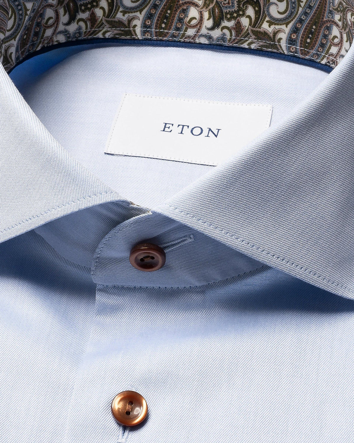 Eton Light blue Paisley Effect Signature Twill Shirt - Blue