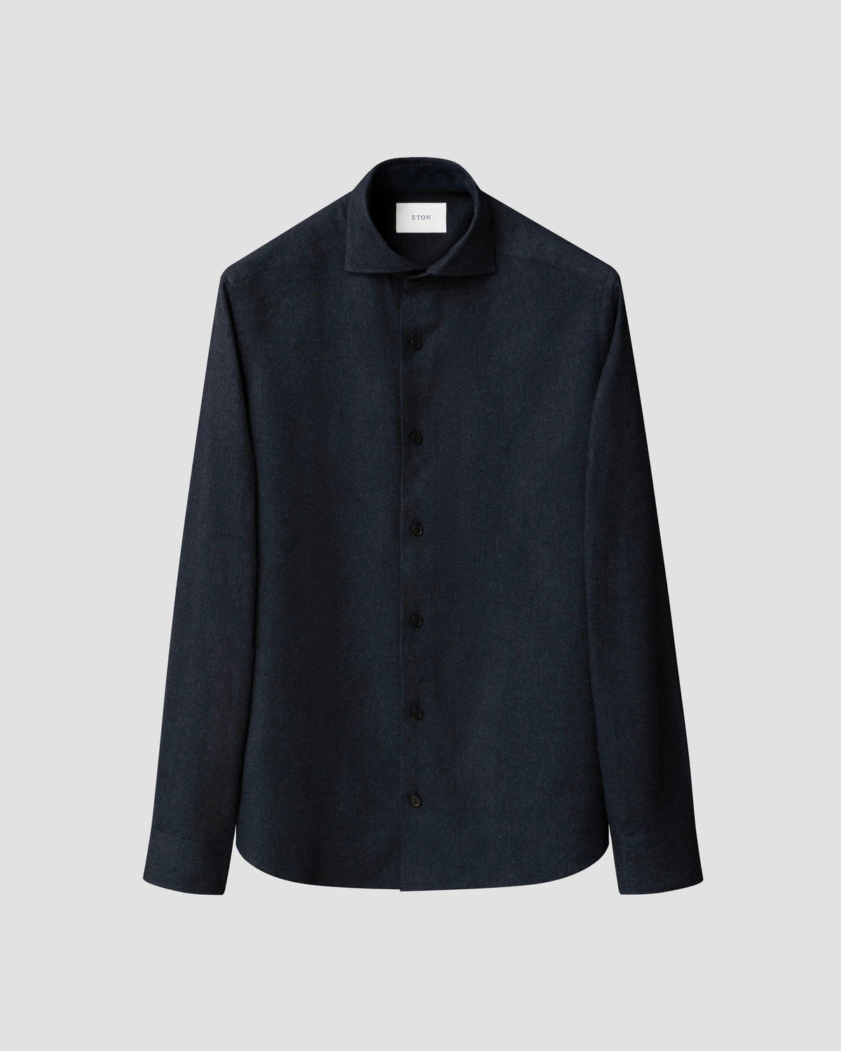 Eton Navy blue Solid Flannel Shirt - Navy