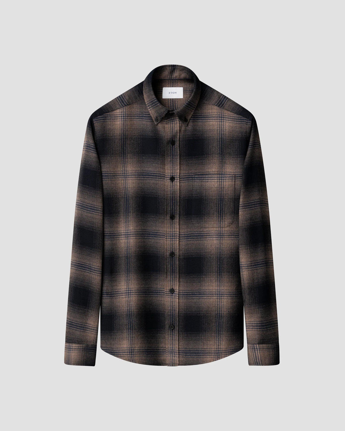 Eton Navy blue Plaid Check Flannel Shirt  - Navy