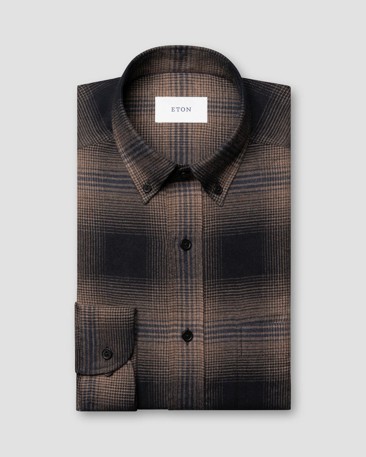 Eton Navy blue Plaid Check Flannel Shirt  - Navy