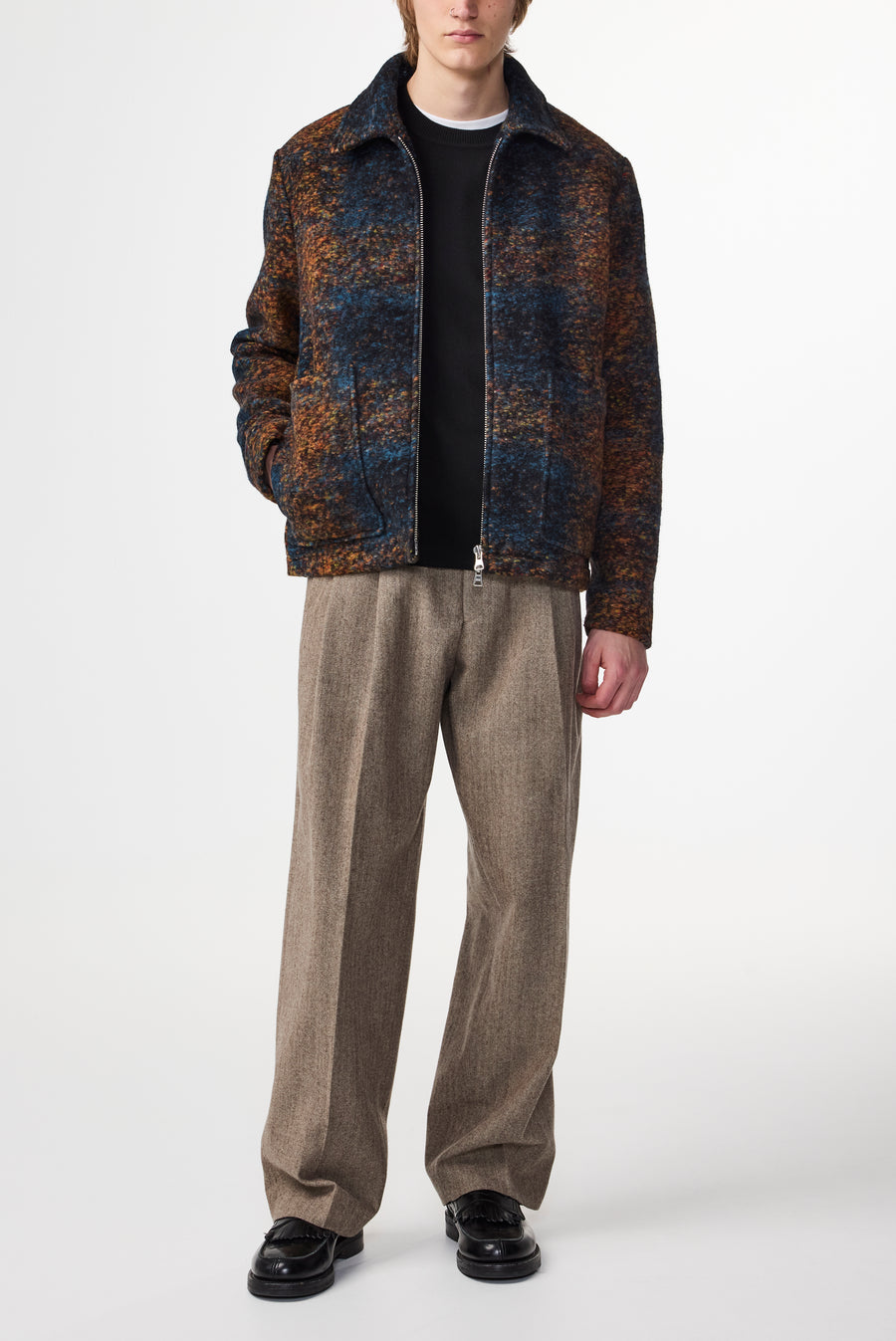NN07 Gael Wool-Blend Check Jacket – Blue
