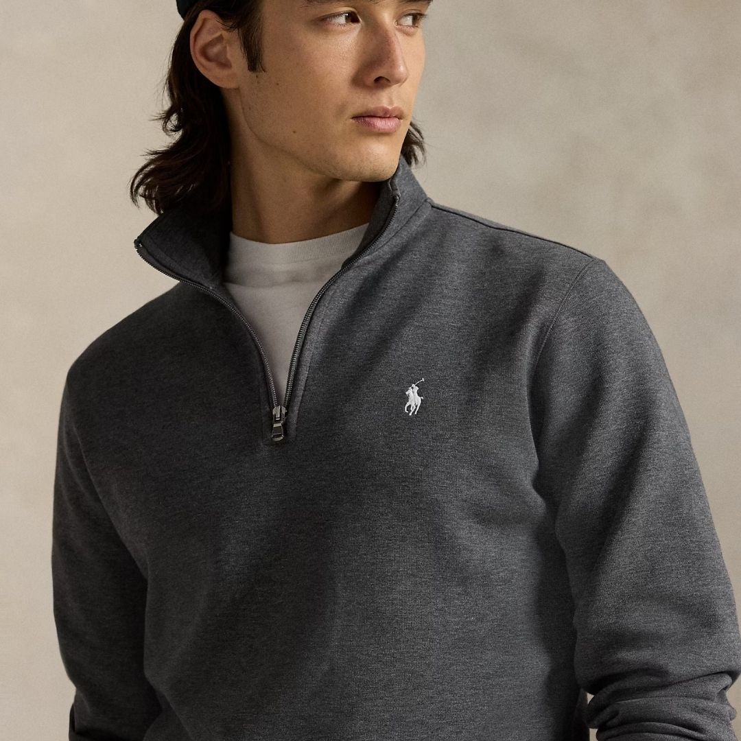 Polo Ralph Lauren Double-Knit Quarter-Zip Pullover - Grey