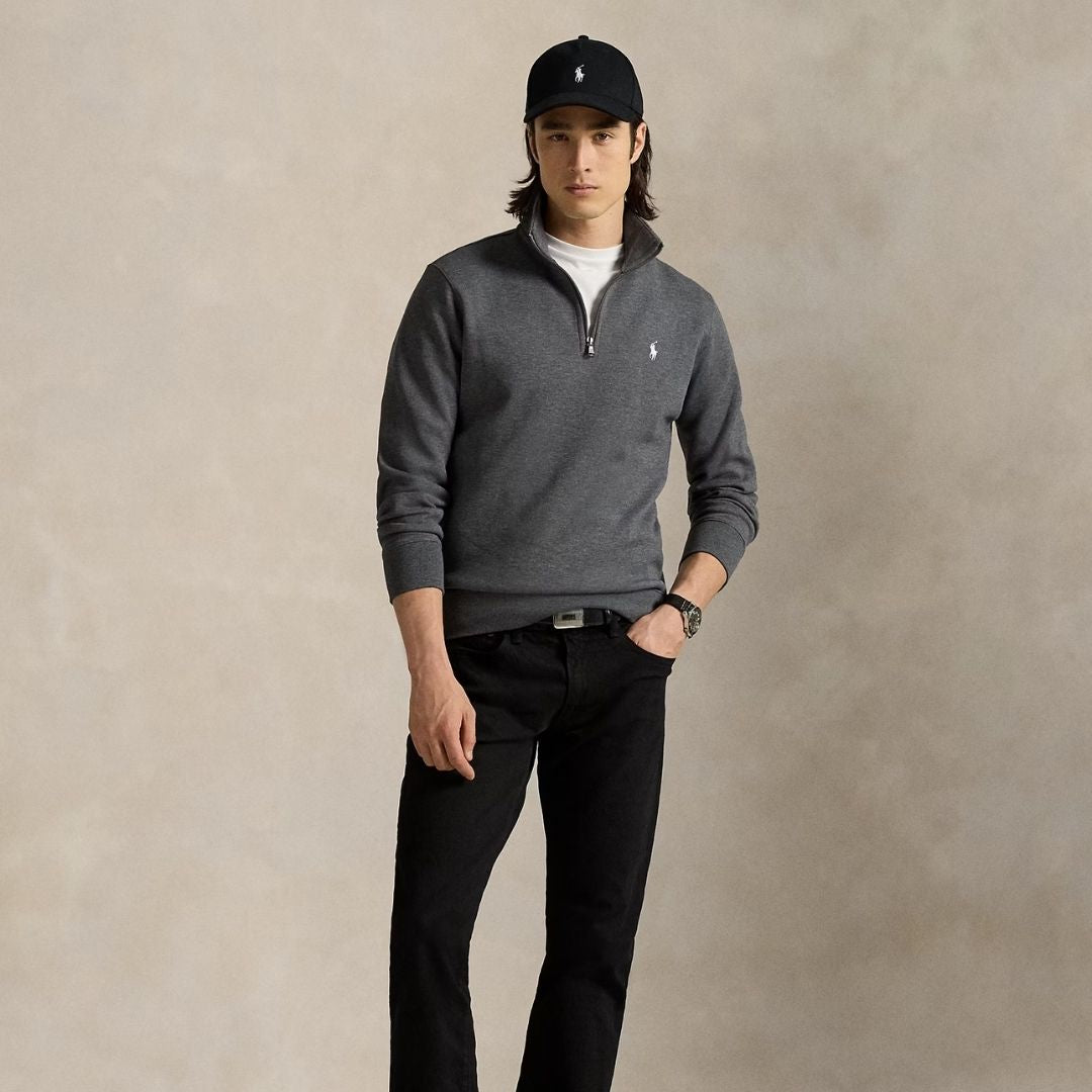 Polo Ralph Lauren Double-Knit Quarter-Zip Pullover - Grey