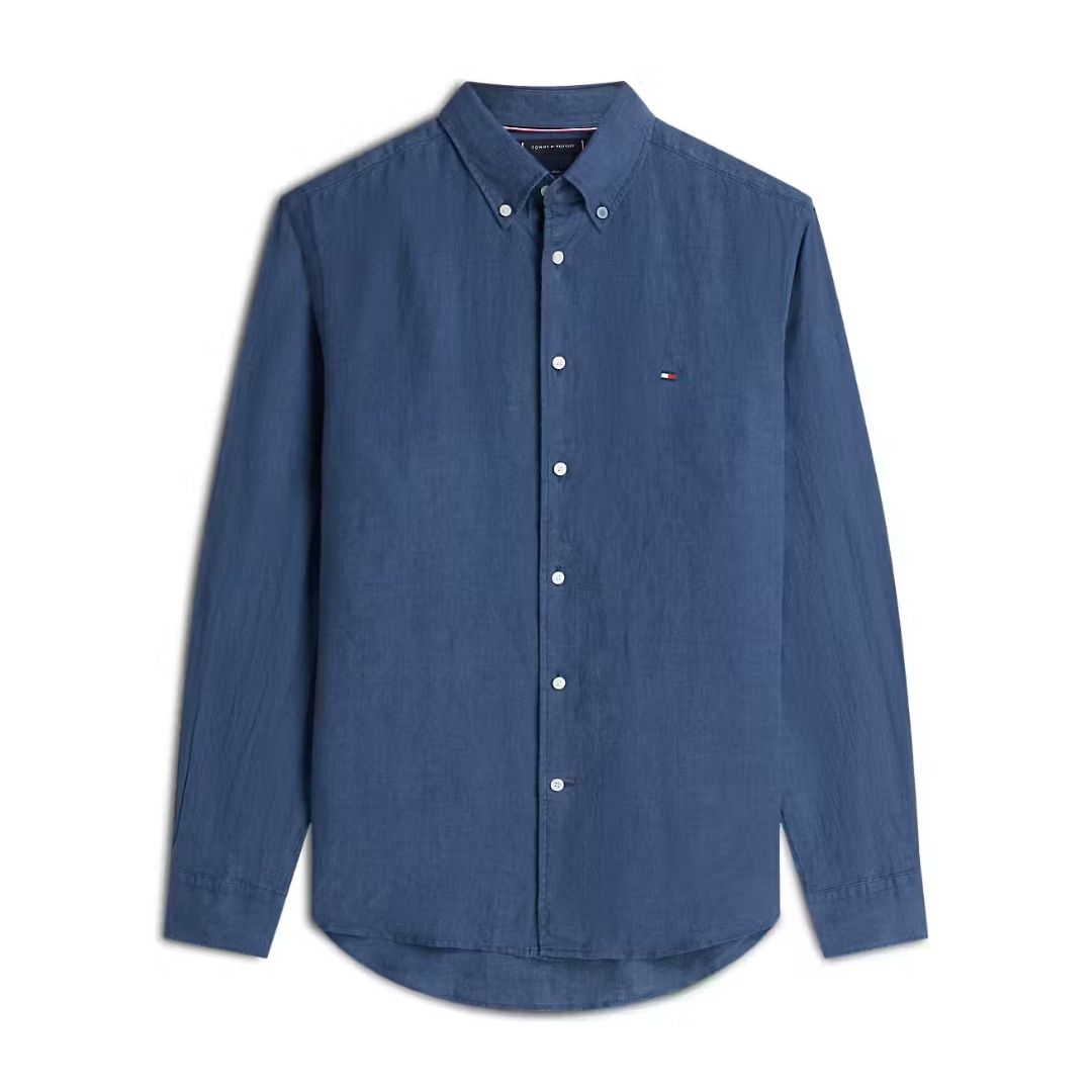 Tommy Hilfiger Pigment Dyed Linen Solid Shirt - Blue