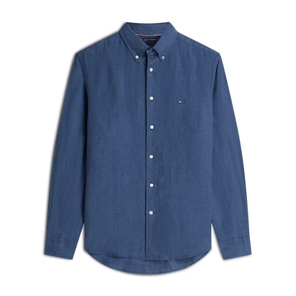 Tommy Hilfiger Pigment Dyed Linen Solid Shirt - Blue