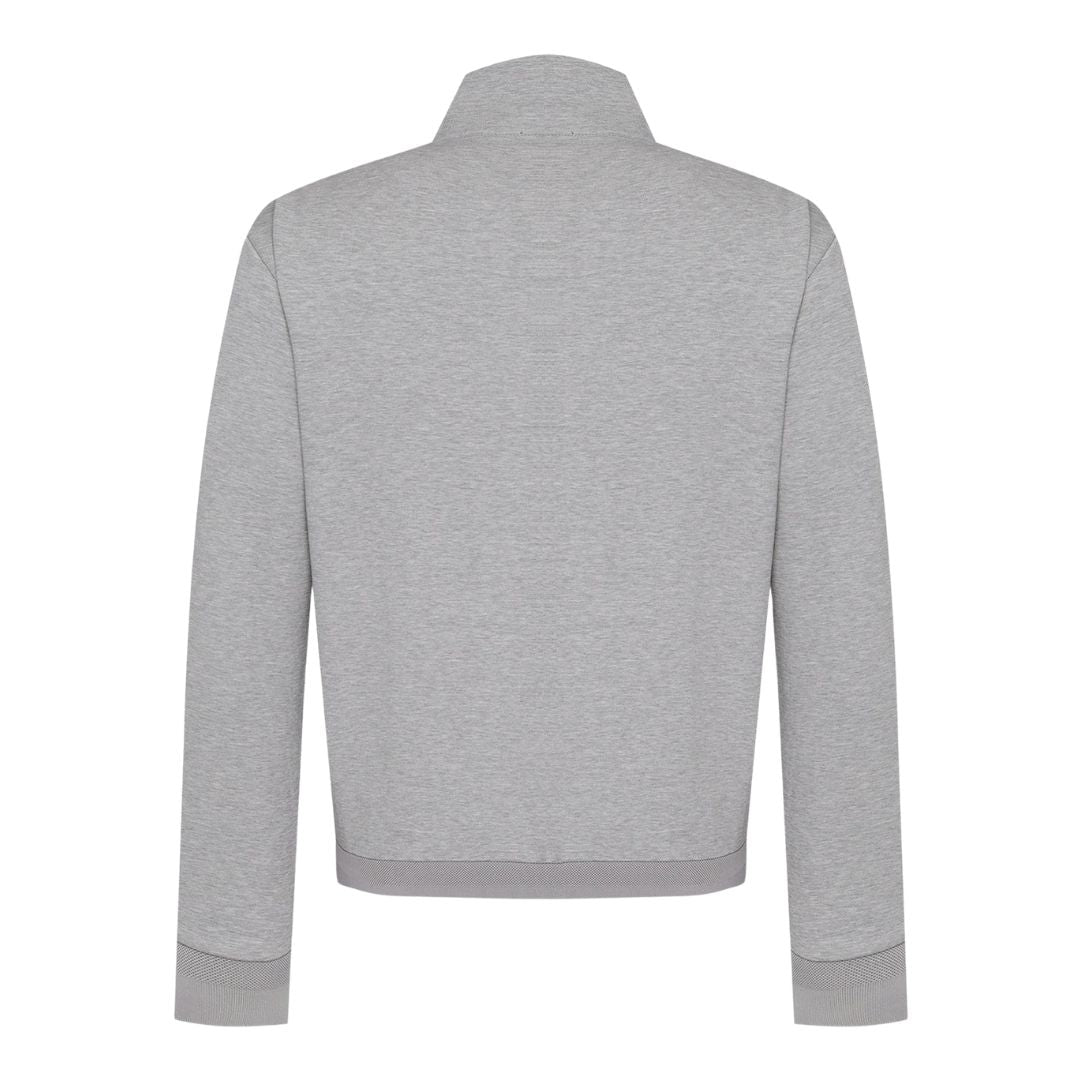 Boss Zip-up sweatshirt in mercerised stretch-cotton piqué - Silver