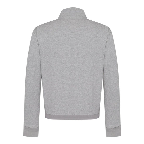 Boss Zip-up sweatshirt in mercerised stretch-cotton piqué - Silver