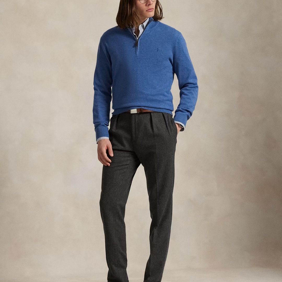 Polo Ralph Lauren Wool Quarter-Zip Jumper - Blue