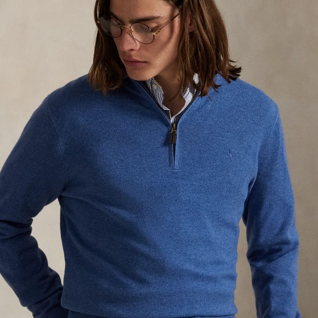 Polo Ralph Lauren Wool Quarter-Zip Jumper - Blue