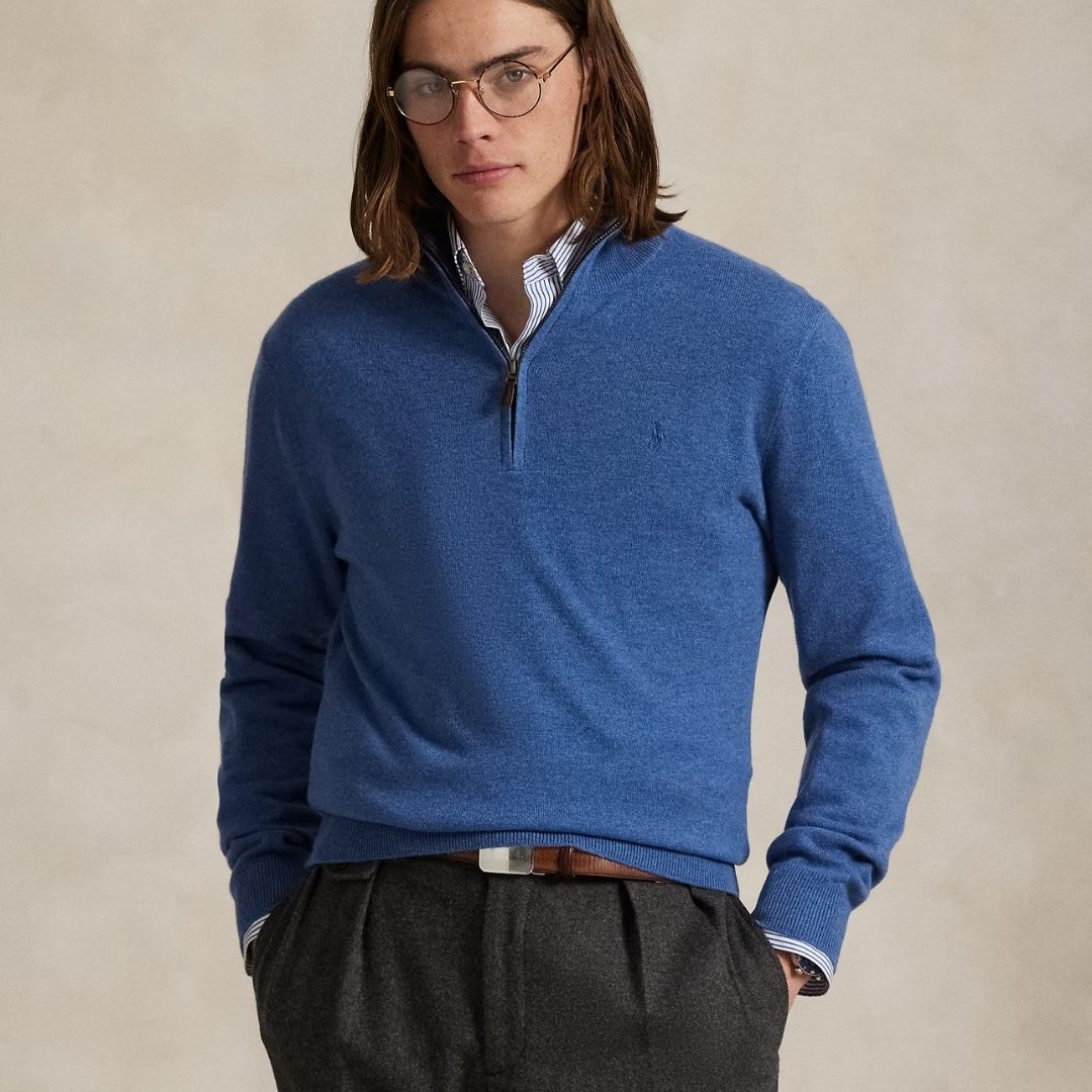 Polo Ralph Lauren Wool Quarter-Zip Jumper - Blue