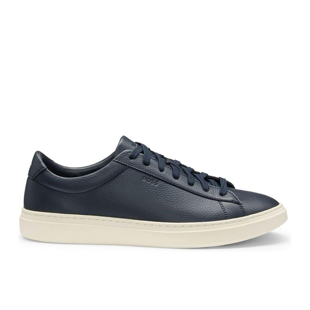 Boss Grained-leather trainers with rubber sole - Blue