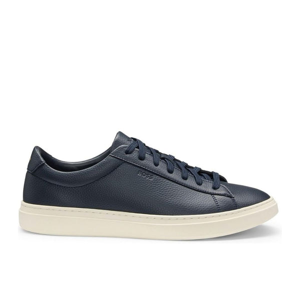Boss Grained-leather trainers with rubber sole - Blue