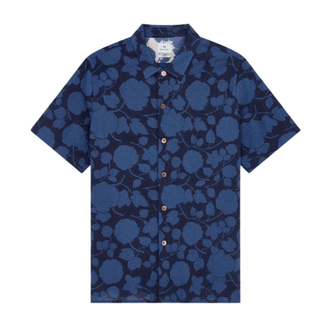 Paul Smith Floral Print Shirt s/s - Blue