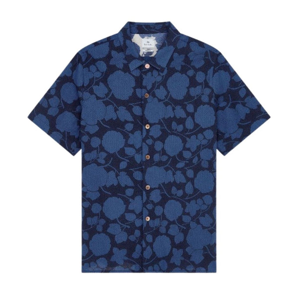 Paul Smith Floral Print Shirt s/s - Blue