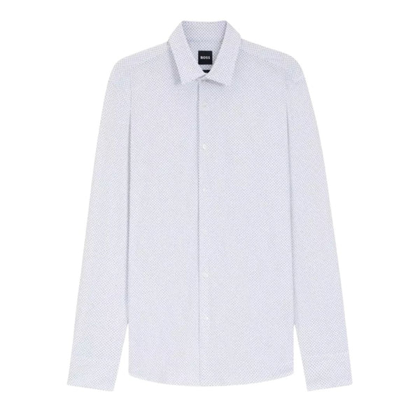Boss Slim-fit shirt in printed performance-stretch jersey - White
