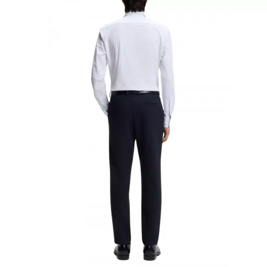 Boss Slim-fit shirt in printed performance-stretch jersey - White