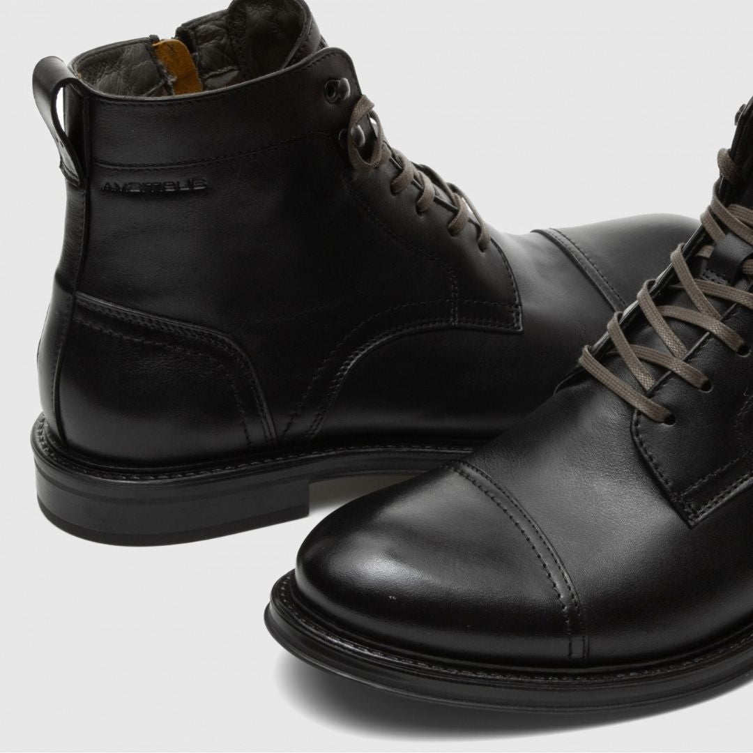 Ambitious Luke Leather Lace-Up Boots – Black