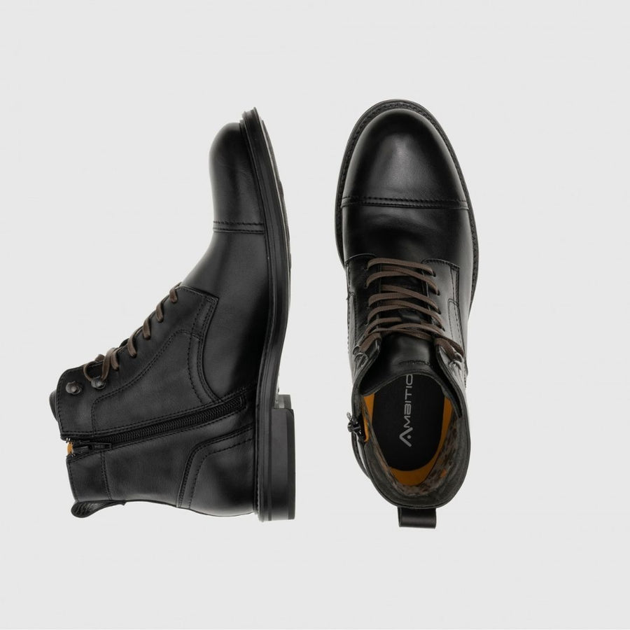 Ambitious Luke Leather Lace-Up Boots – Black