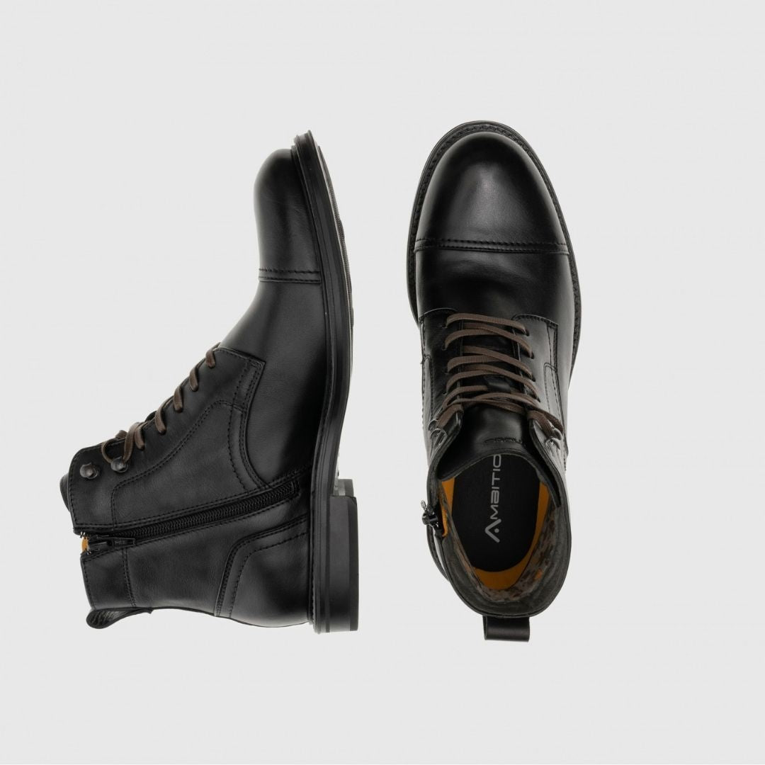 Ambitious Luke Leather Lace-Up Boots – Black