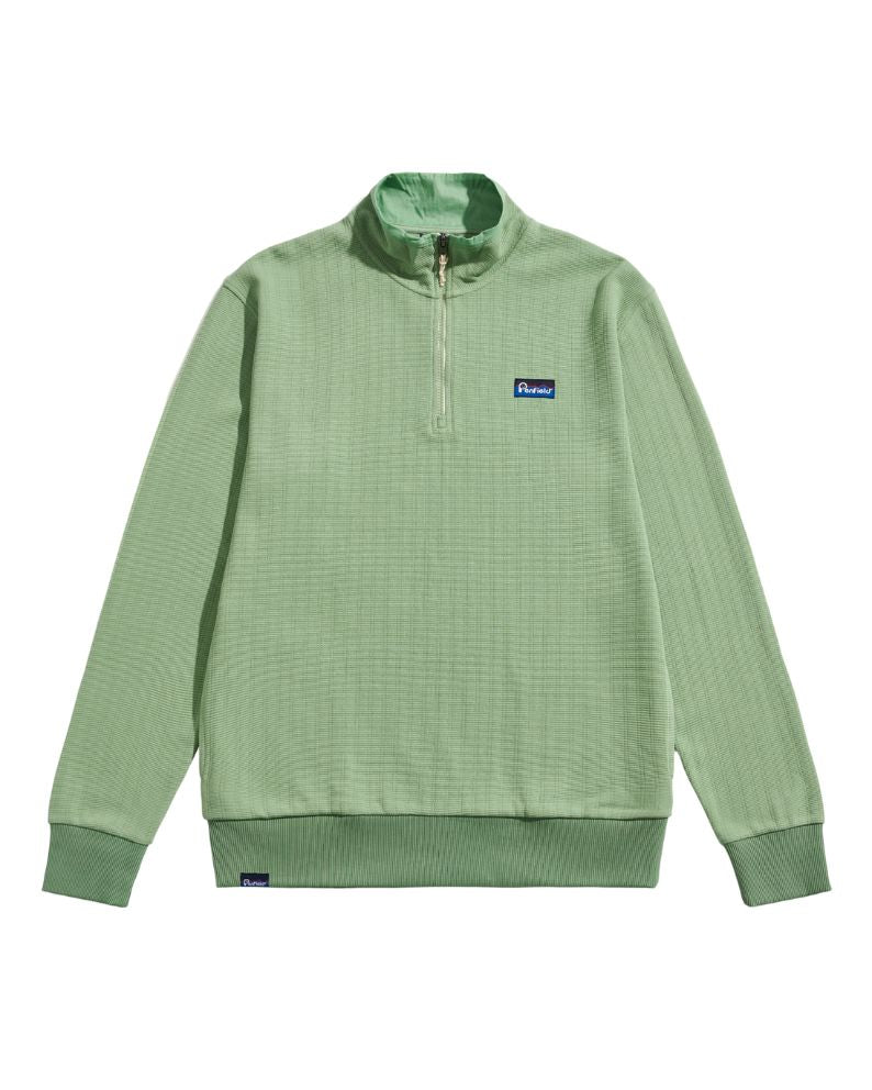 Penfield Textured Stripe Half Zip Funnel Neck Sweatshirt - Green