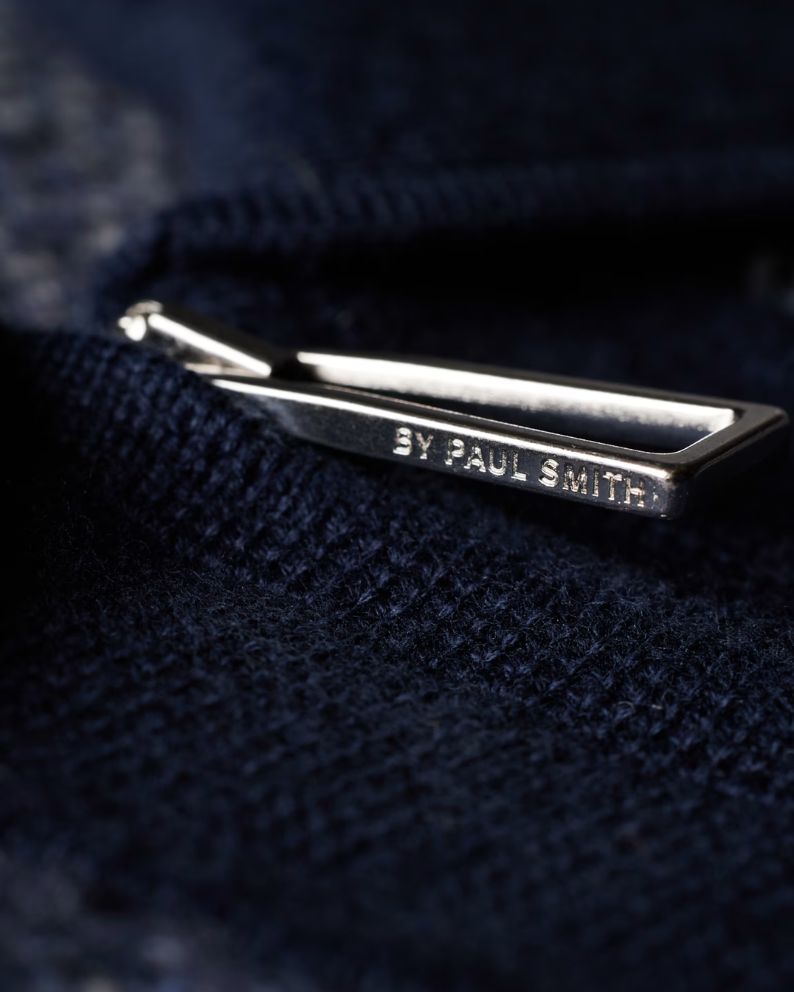 Paul Smith Navy Tonal Patchwork Zip-Through Cardigan Blue