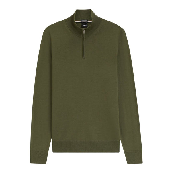 Boss Black Merino-wool sweater with zip neck - Green