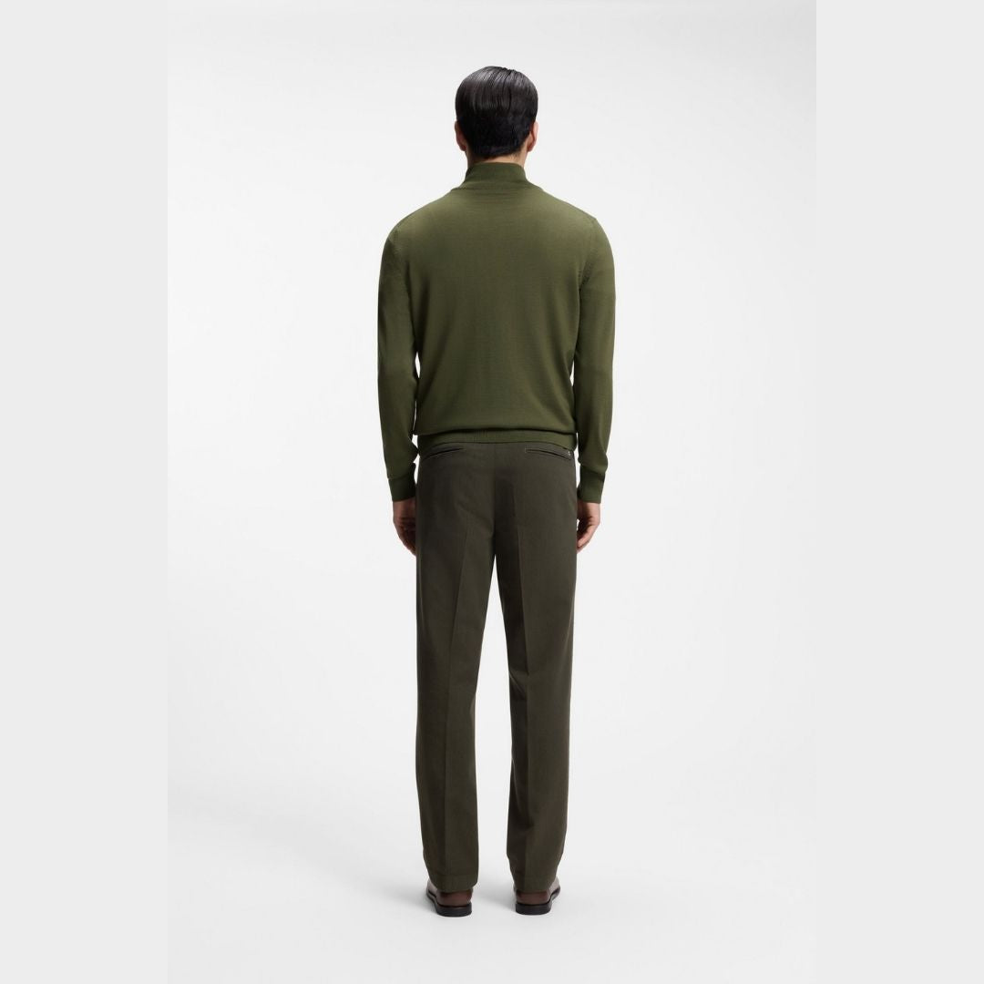 Boss Black Merino-wool sweater with zip neck - Green