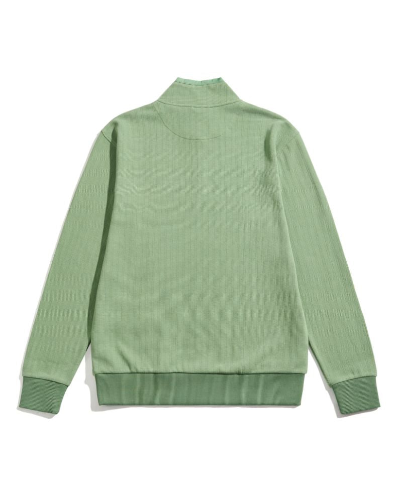 Penfield Textured Stripe Half Zip Funnel Neck Sweatshirt - Green