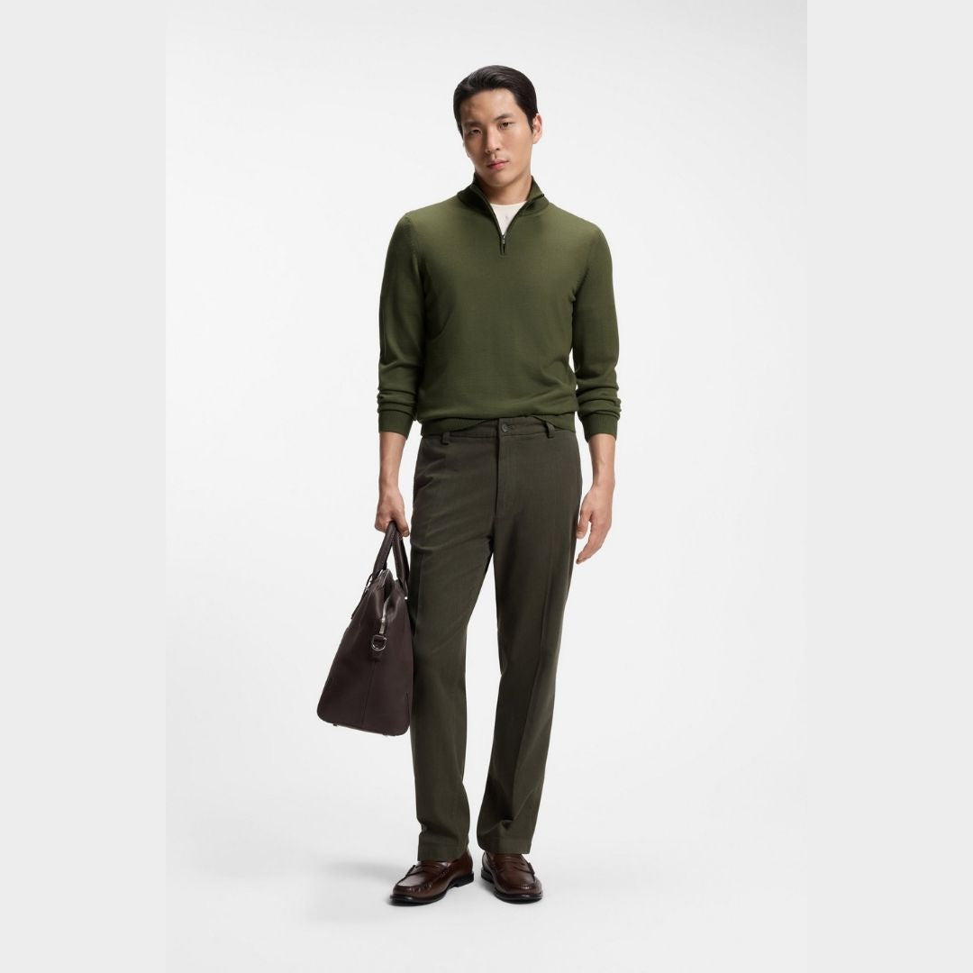 Boss Black Merino-wool sweater with zip neck - Green