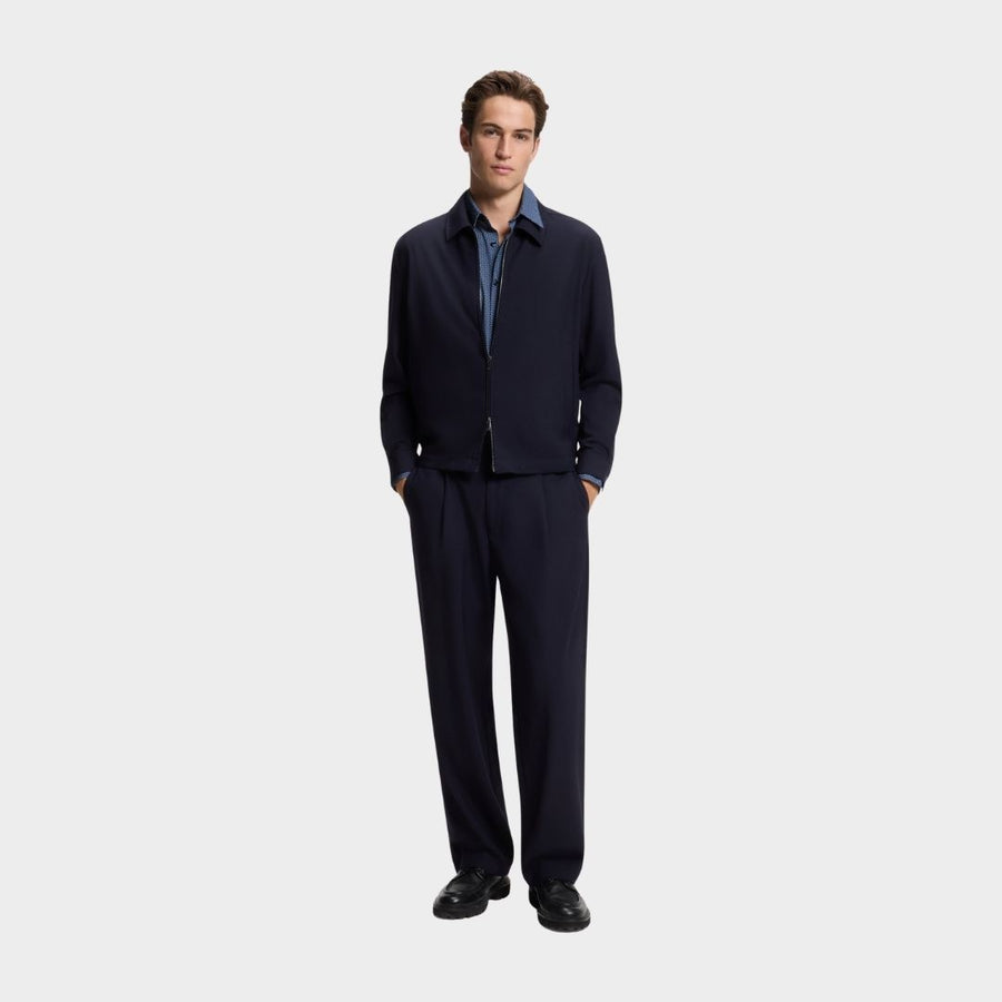 Boss Black Slim Fit Shirt in Printed Performance Stretch - Blue