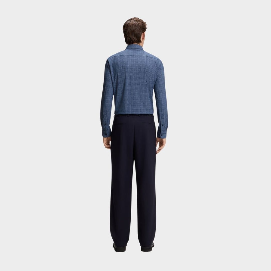Boss Black Slim Fit Shirt in Printed Performance Stretch - Blue