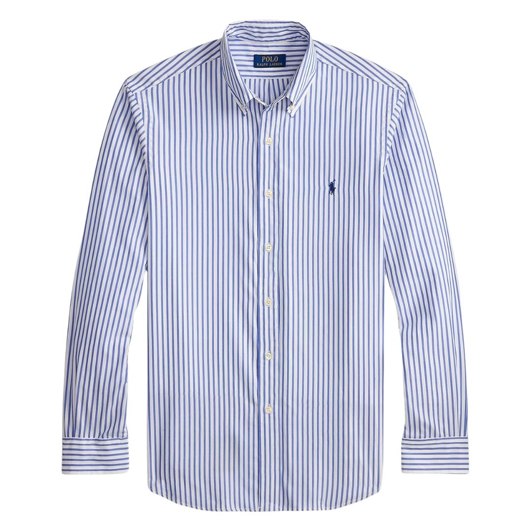 Polo Ralph Lauren Custom Fit Striped Broadcloth Shirt - Blue
