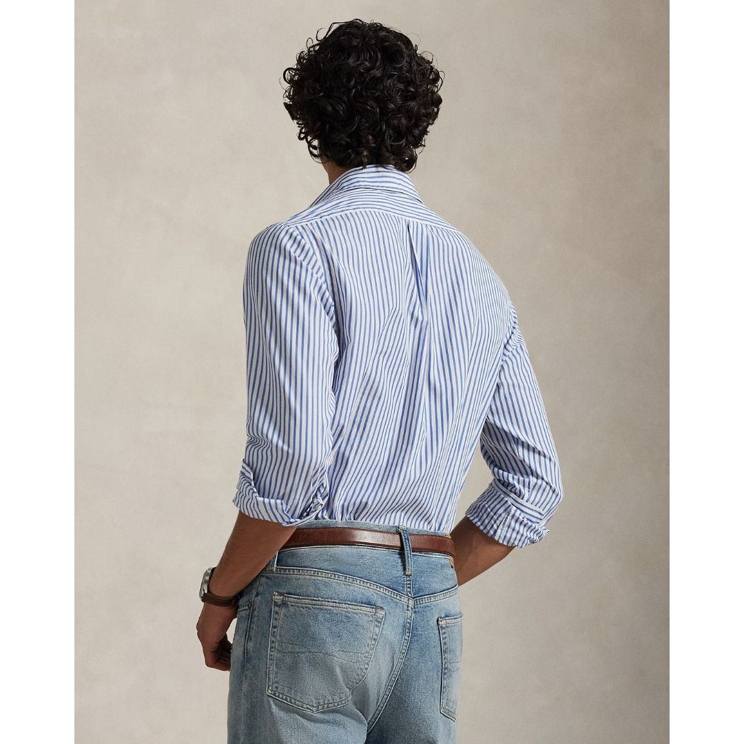 Polo Ralph Lauren Custom Fit Striped Broadcloth Shirt - Blue