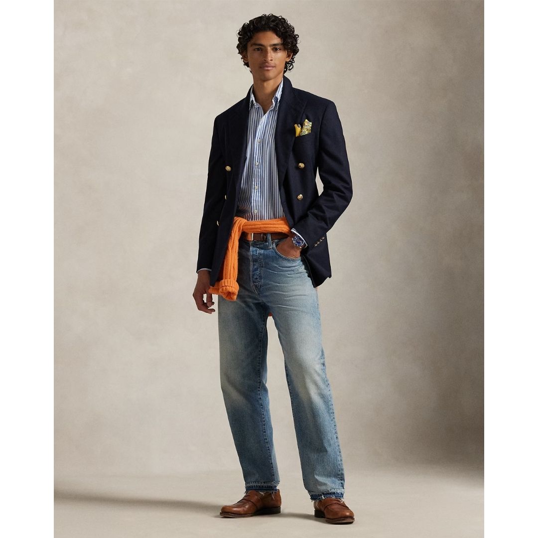Polo Ralph Lauren Custom Fit Striped Broadcloth Shirt - Blue