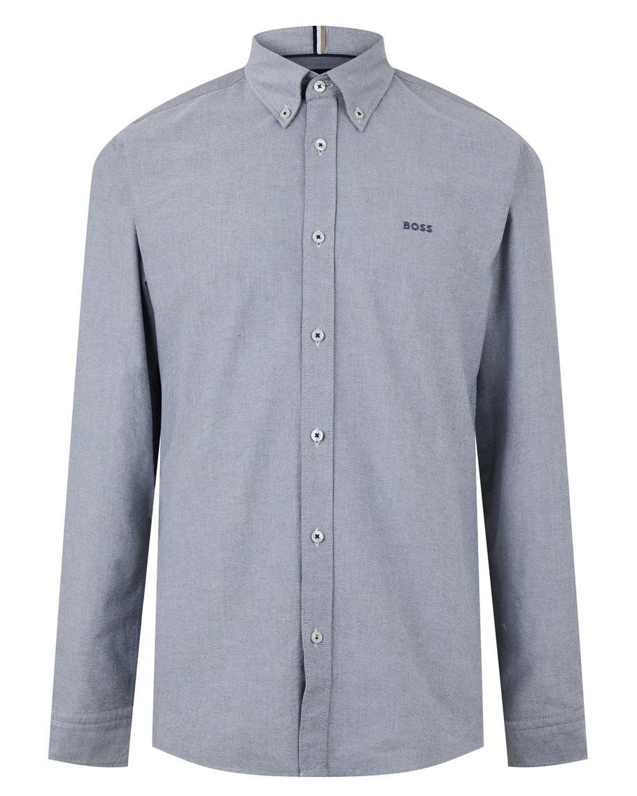 Boss Slim-fit shirt in Oxford cotton with logo - Blue