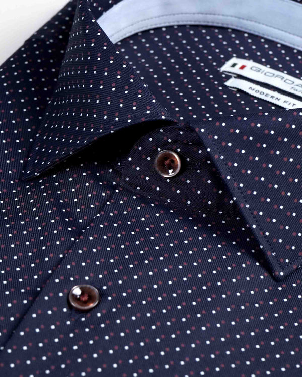 Giordano 'Maggiore' Modern Fit Mini Dot Printed Shirt - Navy / Red