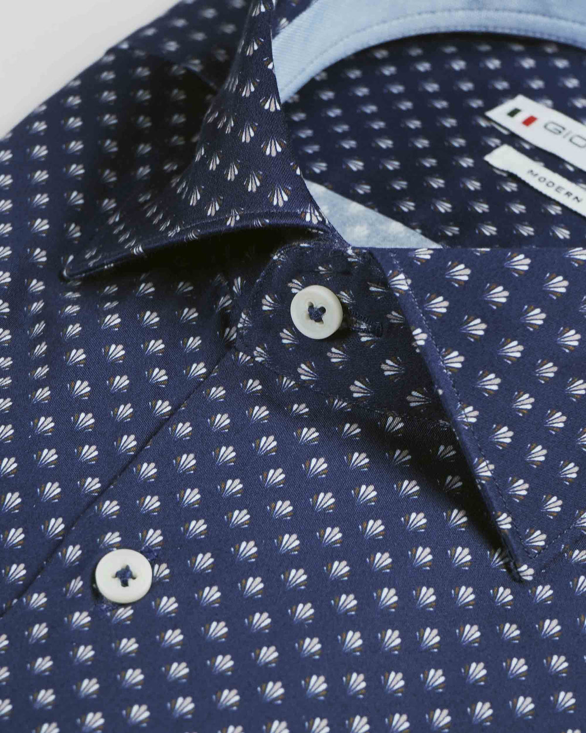 Giordano &#39;Maggiore&#39; Long Sleeved Modern Fit Printed Shirt - Navy