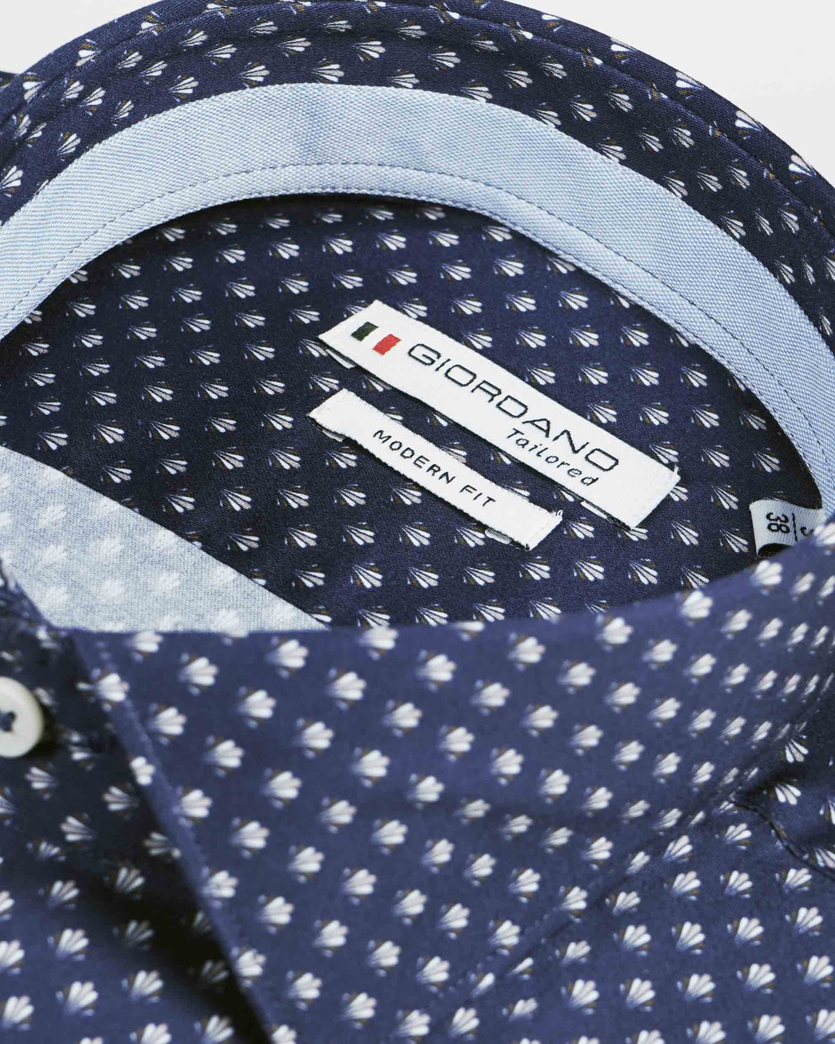 Giordano &#39;Maggiore&#39; Long Sleeved Modern Fit Printed Shirt - Navy